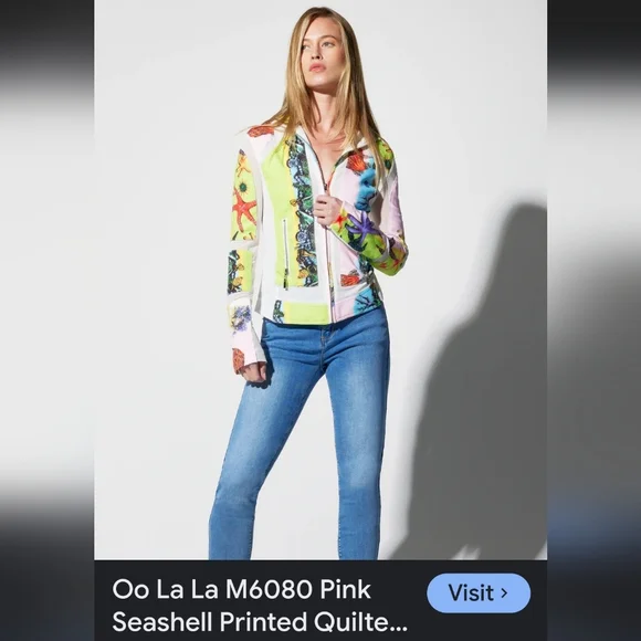 Oh La La Seashell Printed Quilted Scuba Mesh Combo Jacket, $320! Mixed Media - Picture 14 of 16